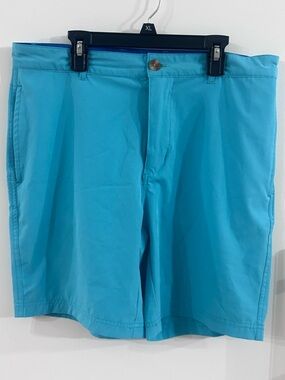 TailorByrd Performance Flamingo Golf Shorts Blue Men's 32 Stretch Flat Front